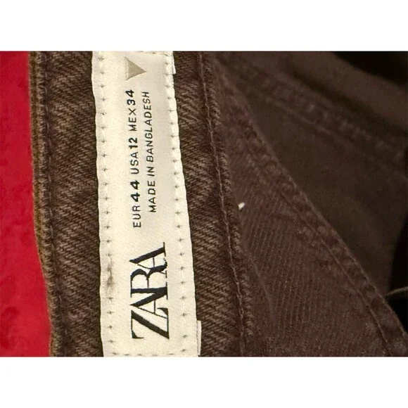 ZARA Jeans Womens Size 12 Brown Straight Leg 5-Pocket High Rise Denim - Picture 6 of 8